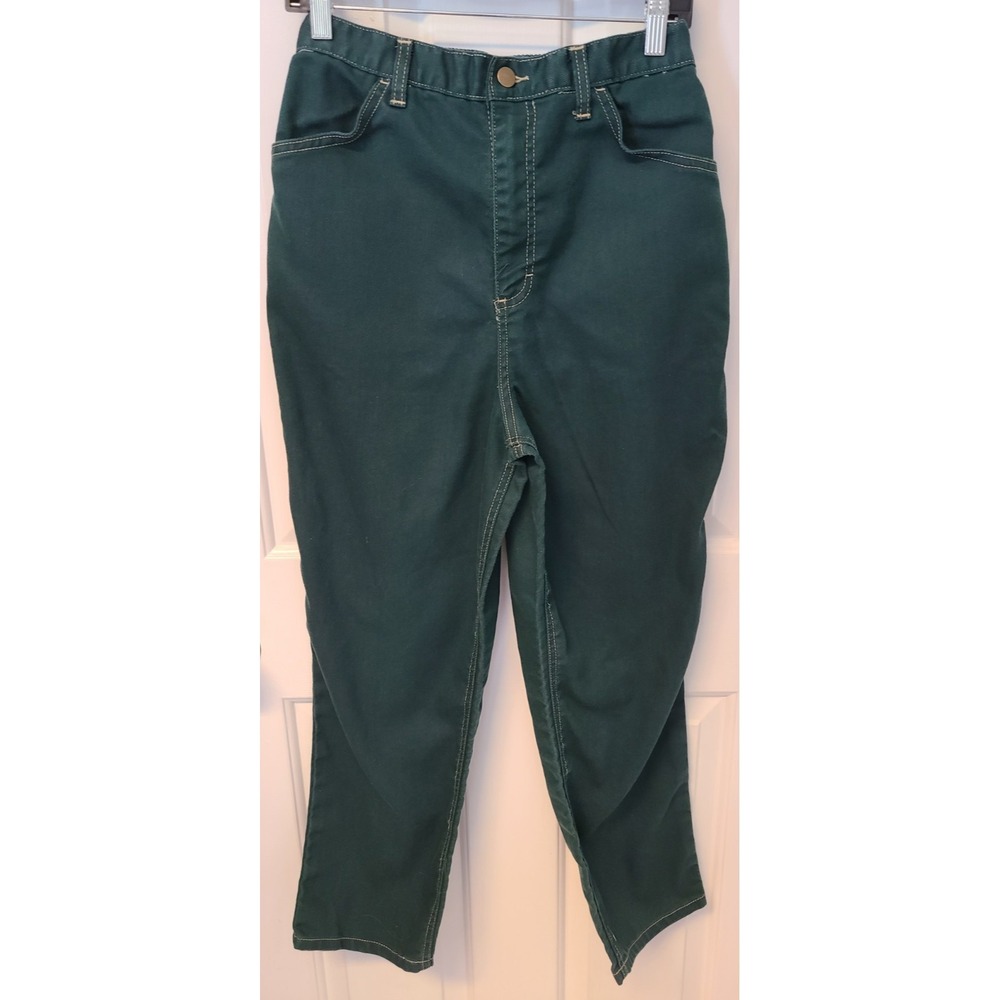 Blair Women Green Partial Elastic Waist High Rise Vintage Jeans/Slacks Sz 14P